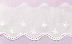 White Scalloped Edge Swiss Edging, 1.7" wide, by the yard